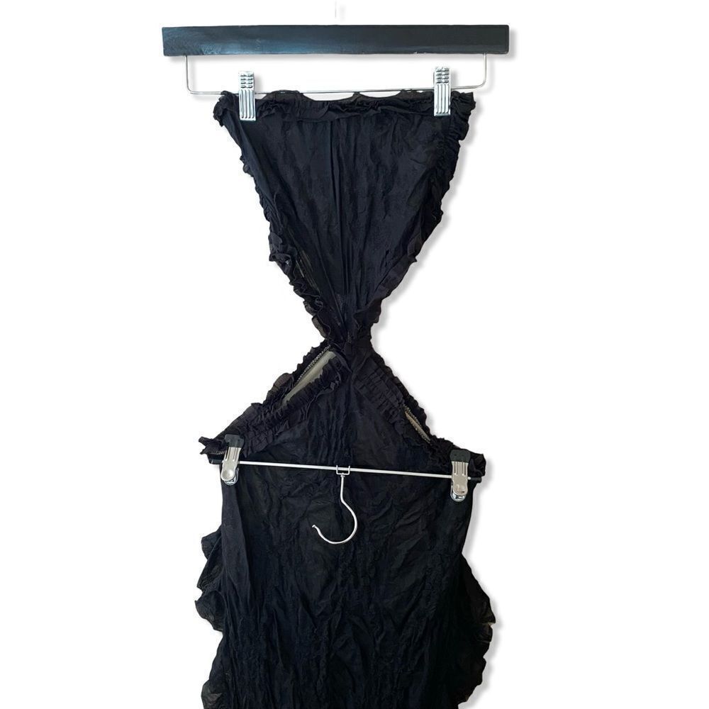 Jaded London Scrunch Lace Ruffle Dress black jellyfish hem cut out Revolve 2 S - Picture 9 of 16